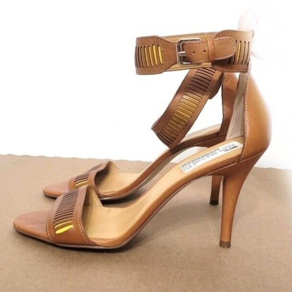 Nine West Tan Heels with Gold Accents